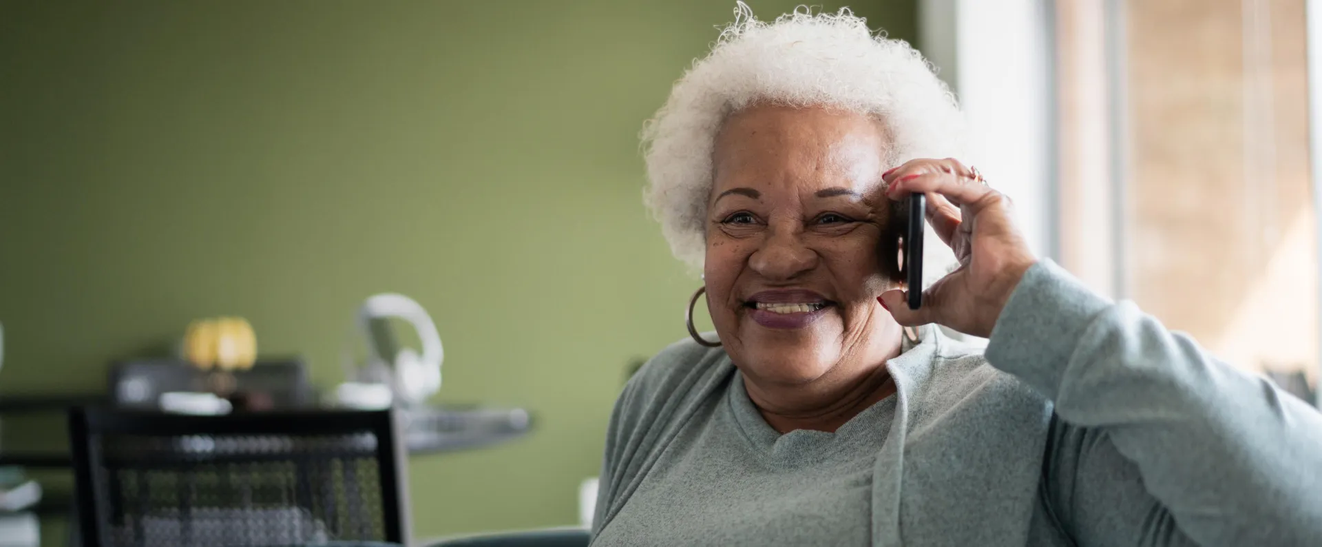 Older woman talking on a cellphone